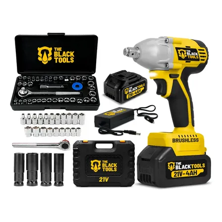 Chave De Impacto A Bateria 21V 1/2 Pol 2400 Rpm Bivolt C/ Acessórios + Jogo De Chaves Catraca Reversível 40 Peças