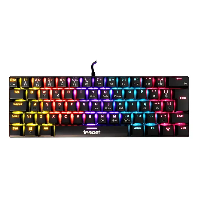 Teclado Mecânico Tgt Sherman V3 C1 Compacto 60% Rainbow Abnt2 Switch Marrom Preto Português Brasil