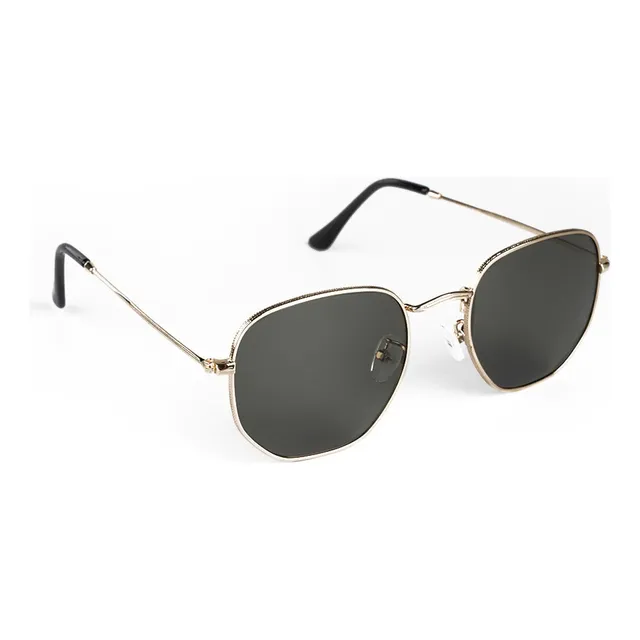 Óculos De Sol Saint Germain Dourado Harbor Aviador Uv400 Lente Preto Desenho Espelho