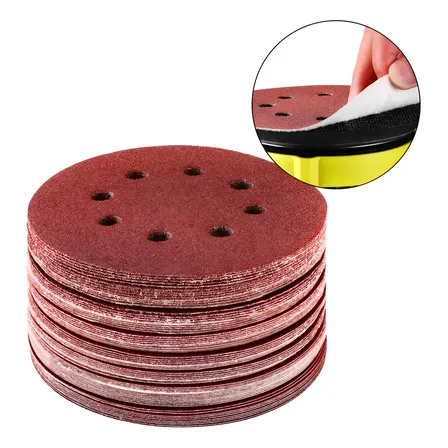 Disco de Lixa 76pcs com Velcro 125mm 5 Polegadas 8 Furos Grão 60 a 600 para Lixadeira Roto Orbital Desoon
