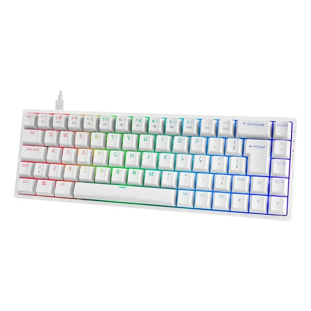 Teclado Mecanico Akko 3068S Branco Switch Laranja
