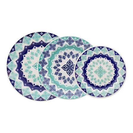 Aparelho De Jantar 12 Peças Biona Lola Donna 24 Estampa Geométrica