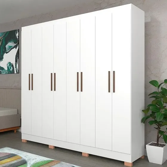 Guarda-roupa Bartira Porto Com 8 Portas 219,2 De Largura Cor Branco