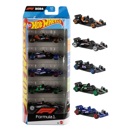 Kit com 5 Carros Hot Wheels - Fórmula 1 F1 2024 Multicor