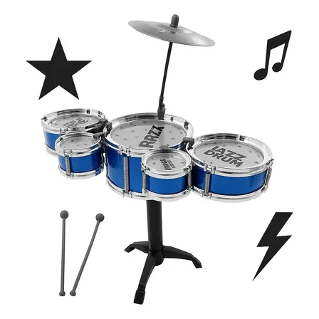 Mini Bateria Infantil Instrumento Brinquedo 5 Tambores Musical Completa