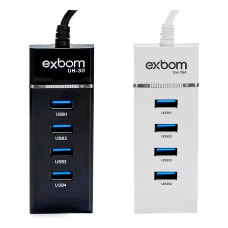 Hub Usb 3.0 Exbom 4 Portas Preto 5gbps Com Led Indicador