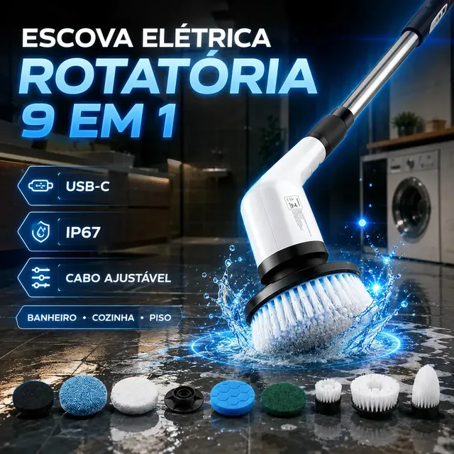 Mop Esfregão 9 Em 1 Branco De Alta Absorção Para Limpeza Doméstica Eficiente