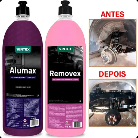 Kit Limpa Baú Alumínio Vintex 1,5L Alumax Removex Chassi Carros