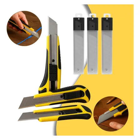 Kit 3 Estilete 18mm Largo Emborrachado Profissional Gurumania®
