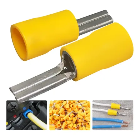 Kit 10 Terminais Pino Pré-isolado 25mm Amarelo Conector Agulha Elétrico