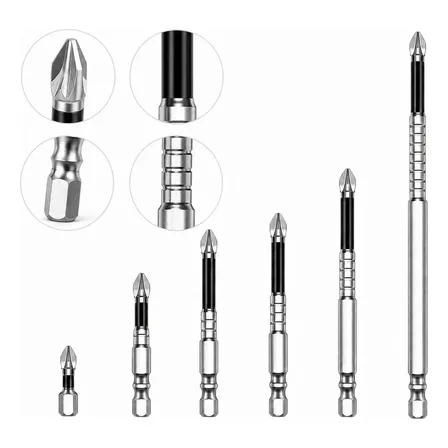Kit 6 Ponta Bits K5 Ph2 Impacto Imantado Aço Reforçado Forte