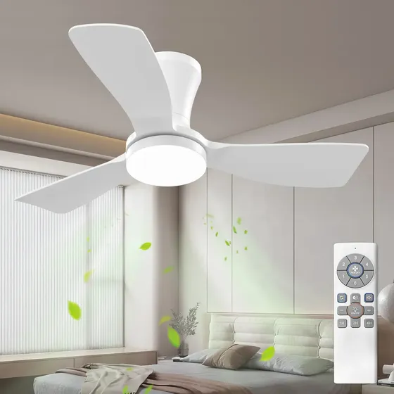 Ventilador de Teto Moderno 36" com Luz LED e Controle Remoto, Reversível, 3cct, Dimerizável, Silencioso, Para Quarto, Uso Interno/externo