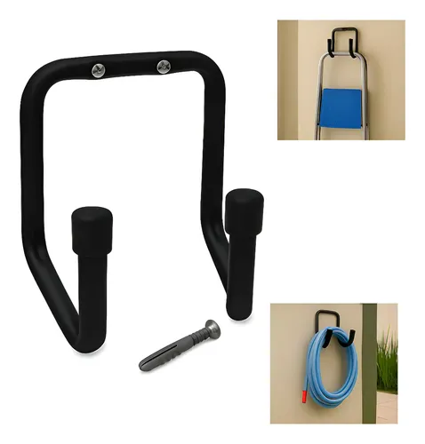 Gancho Suporte Parede Maxeb Aço Para Mangueira 7.5kg Preto