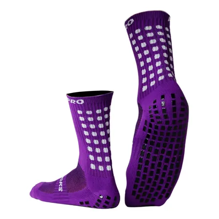 Meia Antiderrapante Futebol ProSocks Grip Draft Cano Médio Profissional Cor Roxa Tamanho 38-44