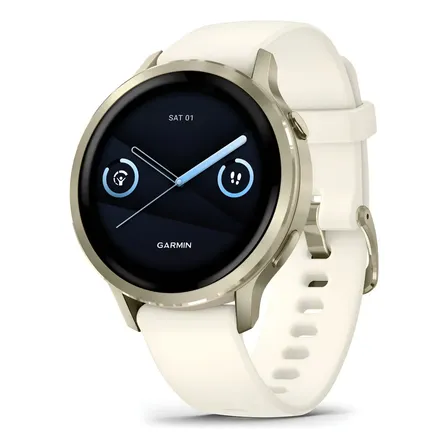 Relógio Garmin Venu 4 - Silicone Branco Dourado De 41 Mm