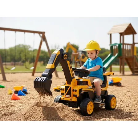 Escavadeira Trator Pedal Elétrico Bateria Recarregável Amarelo 127/220v