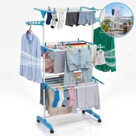 Varal de Chão Retrátil Swave com 3 Andares Dobrável para Roupas