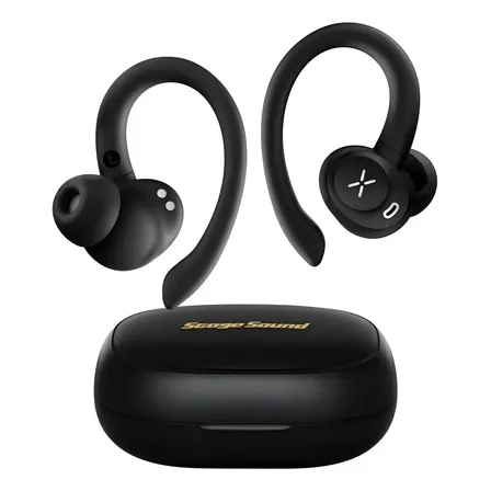 Fone de Ouvido Esportivo Bluetooth 5.4 com Gancho Auricular para Academia e Corrida IPX5 Resistente ao Suor e Respingos 49H de Bateria Graves Intensos e Microfone ENC SportFree Preto