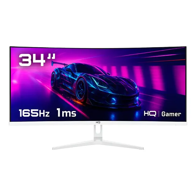 Monitor Gamer 34 Curvo Branco 1ms 165hz Hq Hqw34c16 Branco