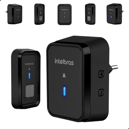 Campainha Cigarra Sem Fio Cib 101 Intelbras Preta De Tomada Preto