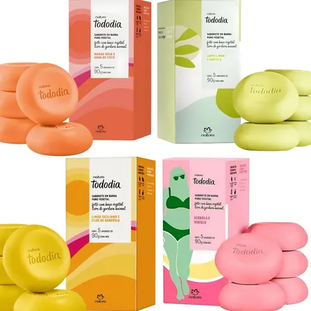 Kit Natura Sabonete Barra Tododia Combo 4 Caixas Sortidas