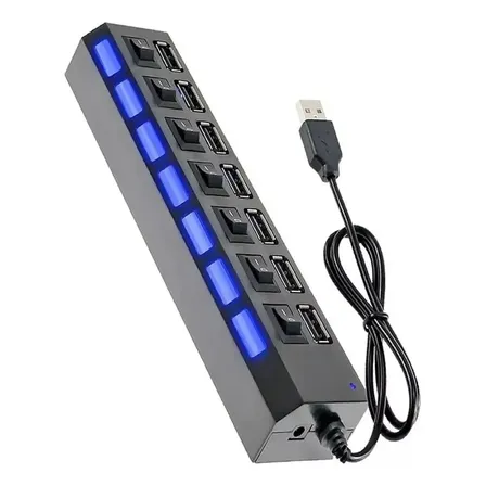 Hub USB 2.0 Tumblr 7 Portas Preto Cabo 40cm Compatível Windows iOS