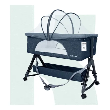 Berço Portátil Moises Co-bed Balanço Mosquiteiro Cesto Azul Azul-marinho
