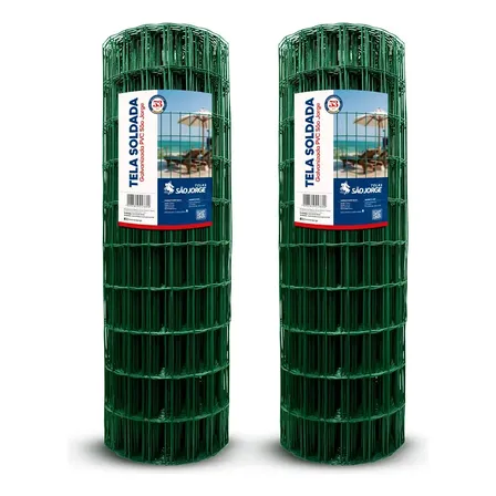 Kit 2 Tela Soldada 05x10 Pvc Fio 2mm 25x1,50 - São Jorge Verde