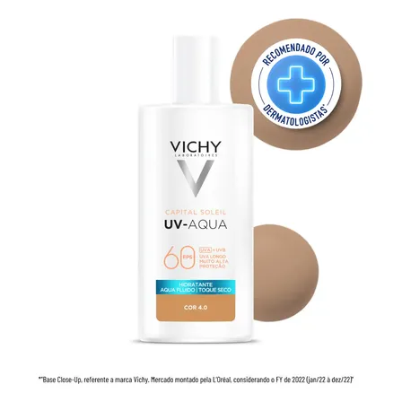 Protetor Solar Facial Fps60 Toque Seco Cor 4.0 Vichy Uv-aqua 40ml