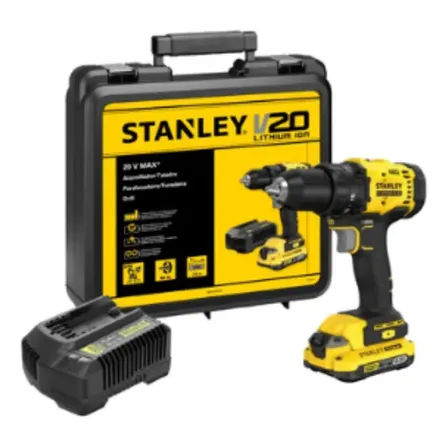 Parafusadeira E Furadeira 13mm 20v Stanley Scd701d1k 1 Bateria 1 Carregador E Maleta