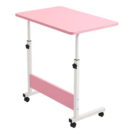 Mesa Lateral Ergonômica Multiuso Com Altura Regulavel E Rodinhas Mesinha Notebook Laptop Cama Sofá Ajustavel Cor rosa Luvinco