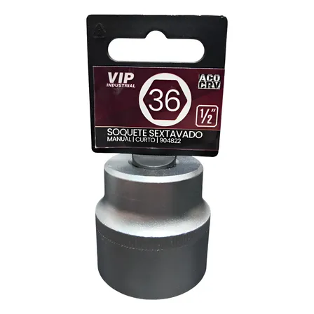 Soquete Sextavado 36mm 1/2" Aço Cromo-Vanádio Vip Industrial