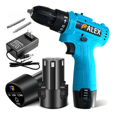 Parafusadeira Furadeira Tipo 3/8 Sem Fio 2x Baterias 12v 2.0 Ah Bivolt Frequência 50/60hz 2 Funções Com Kit Jogo 2 Bits