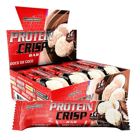Barra de Proteína Whey Crisp Bar Doce de Coco 12un Integralmedica - Proteína de Alta Qualidade, Baixa Caloria e Muito Sabor