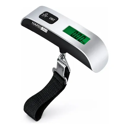 Balança Hardline Para Malas De Viagem Digital Portátil Até 50kg Mão Trava Mala Bagagem Prateado Moderna Pratica
