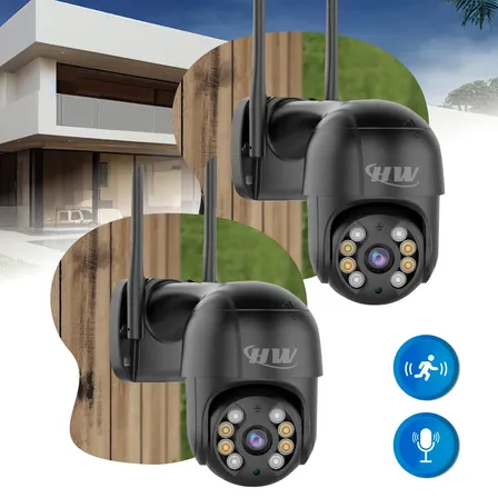 Kit 2 Câmera De Segurança A8 Wi-fi Ip Full Hd Preta Com Áudio Bidirecional E Sensor De Movimento - Hw