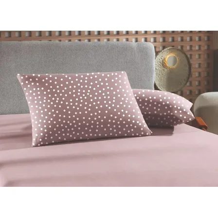 Jogo de Cama Queen Bits Poá Lençol 100% Algodão Malha Fio Penteado Altenburg Bits Rosa