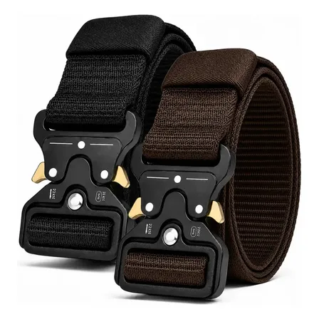 Kit 2 Cintos Engate Rápido Fivela Metal Mardi Preto E Marrom Preto/marrom 130
