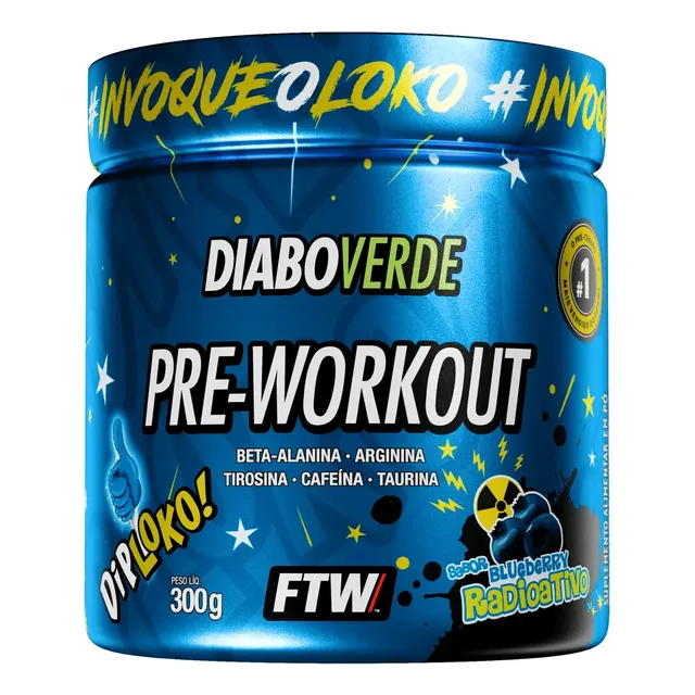 Suplemento Em Pó Pre Treino Dip Loko! Ftw - Diabo Verde Blueberry Radioativo