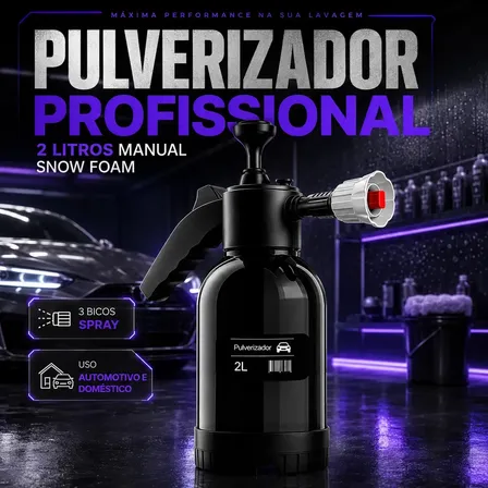 Pulverizador Borrifador Alta Pressão Snow Foam 2l Com 3 Bicos Spray Para Lavagem De Veículos Potente
