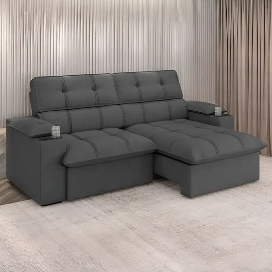Sofá 4 Lugares Luizzi Besthouse Liverpool Slim Marrom