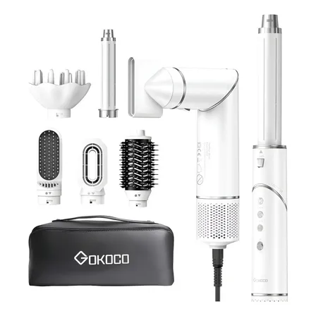 Secador De Cabelo Gokoco Com 7 Em 1 Escova Hot Air Styler Cor Branco 127v