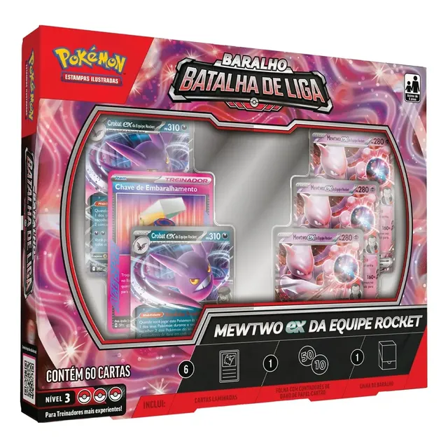 Cartas Pokémon Batalha Mewtwo Equipe Rocket 60 Cards Copag Mewtwo Ex Português