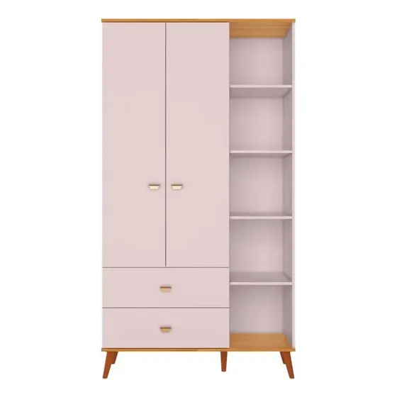 Guarda Roupa Infantil Ternura 2 Portas, 2 Gavetas Bartira Rosa