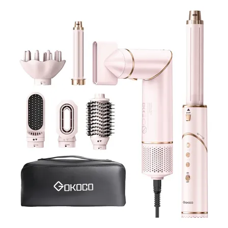 Secador De Cabelo Gokoco Com 7 Em 1 Escova Hot Air Styler Cor Rosa 127v