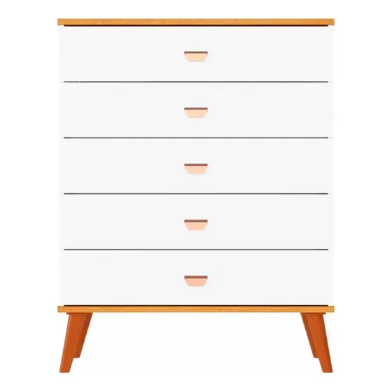 Cômoda Infantil Bartira Ternura Com 5 Gavetas Cor Branco