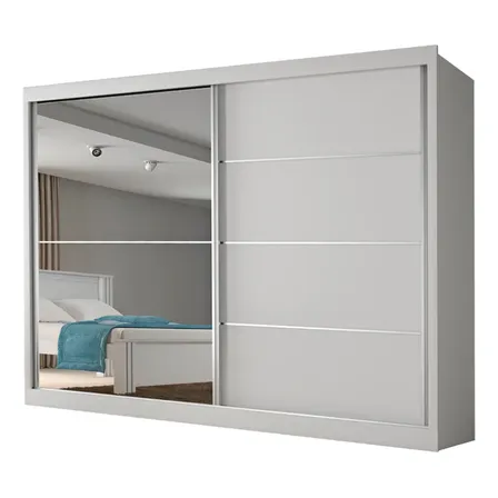 Guarda Roupas Casal 2 Portas Com Espelho 4 Gavetas Áustria Branco