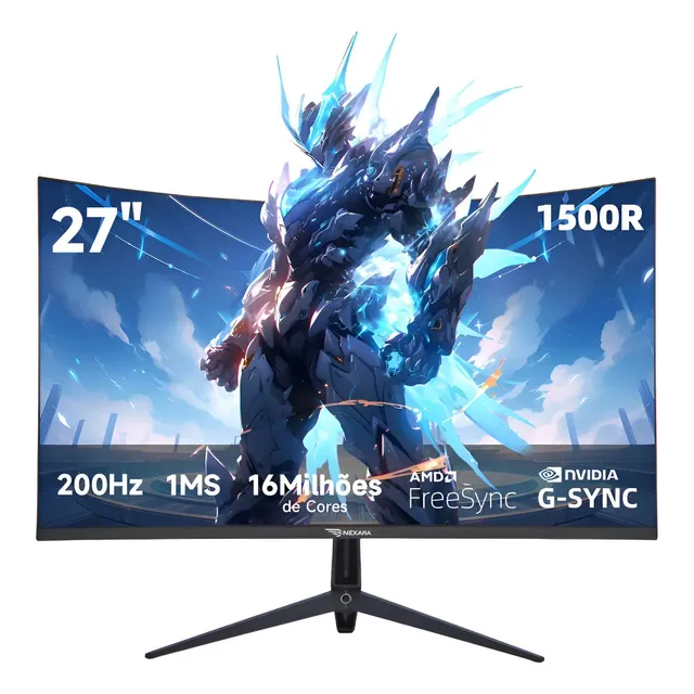 Monitor Gamer Curvo 27" Nexara 200Hz 1ms Full HD VA sRGB Alto-falantes
