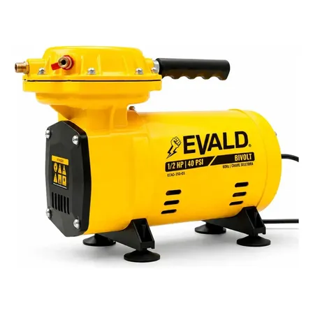 Compressor Ar Direto 1/2hp 350w 40 Psi Com Kit Bivolt Evald Amarelo