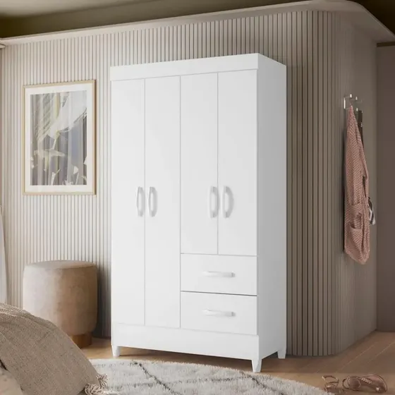 Guarda-roupa Mobi Com 4 Portas E 2 Gavetas Palumóveis